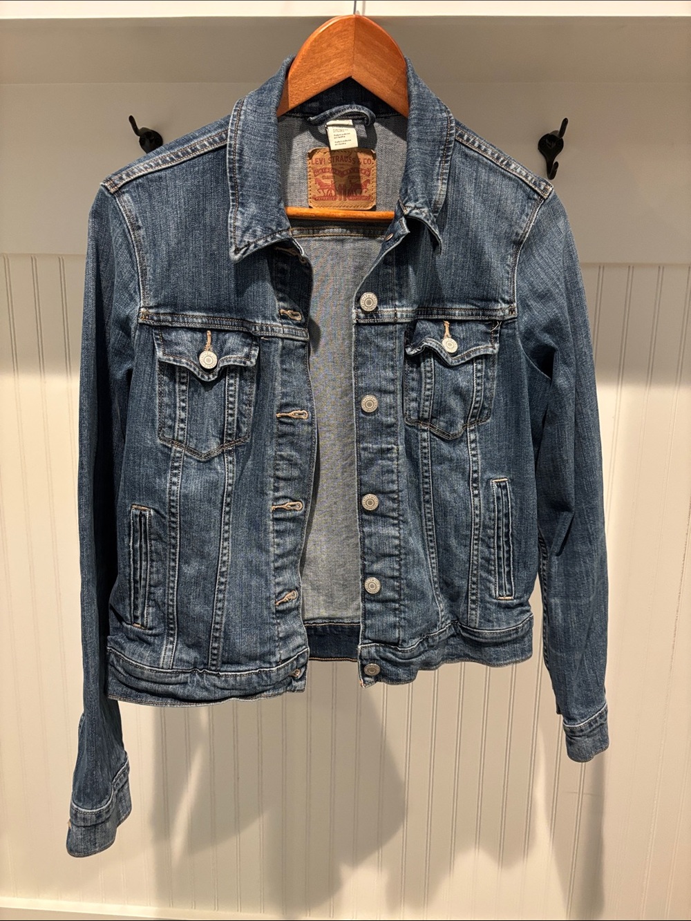 Distressed Blue Denim Trucker Jean Jacket - Women's Casual Layering